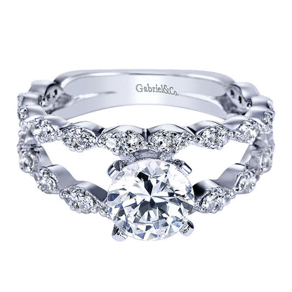 Engagement Ring 14k White Gold Diamond Split Shank