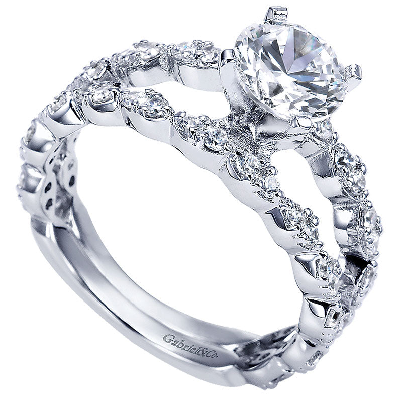 Engagement Ring 14k White Gold Diamond Split Shank