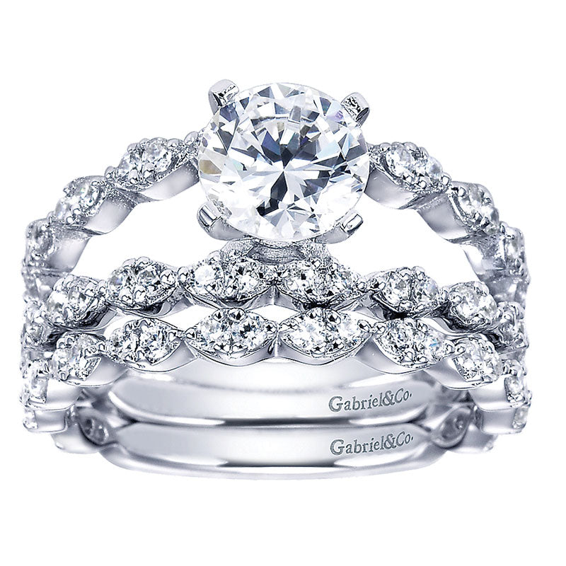 Engagement Ring 14k White Gold Diamond Split Shank