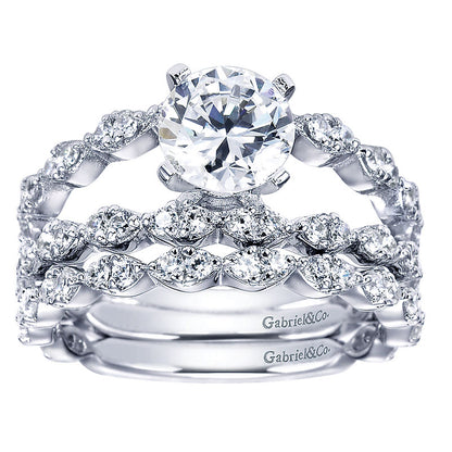 Engagement Ring 14k White Gold Diamond Split Shank