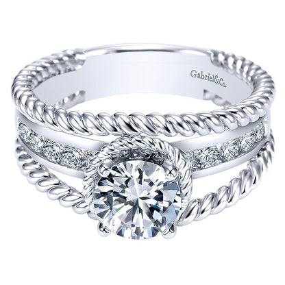 Engagement Ring 14k White Gold Diamond Split Shank