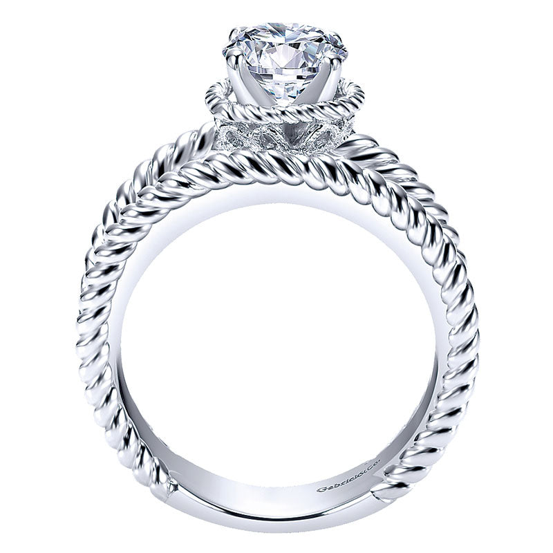 Engagement Ring 14k White Gold Diamond Split Shank