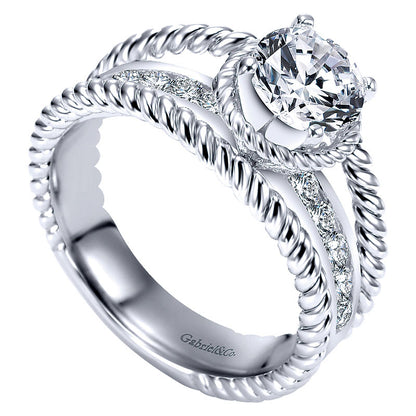Engagement Ring 14k White Gold Diamond Split Shank