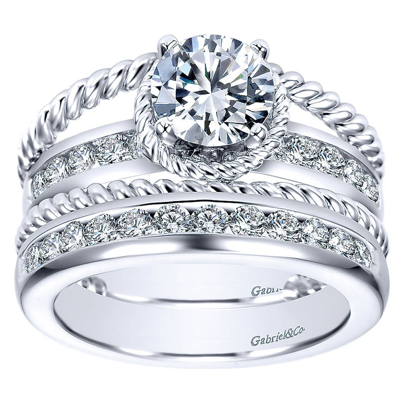 Engagement Ring 14k White Gold Diamond Split Shank