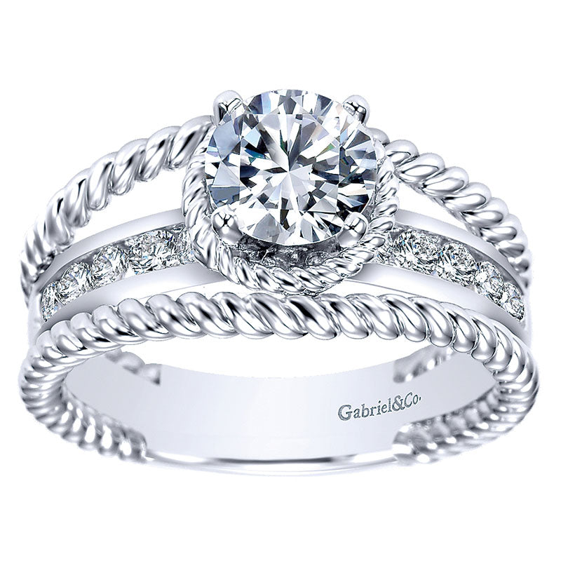 Engagement Ring 14k White Gold Diamond Split Shank