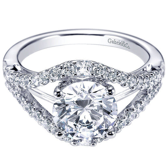 Engagement Ring 14k White Gold Diamond Split Shank