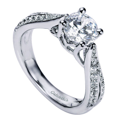 Engagement Ring 14k White Gold Diamond Split Shank