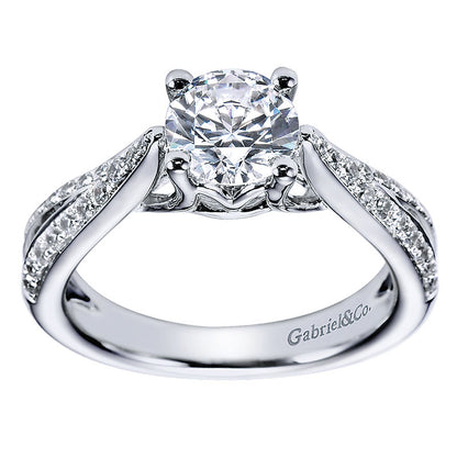 Engagement Ring 14k White Gold Diamond Split Shank