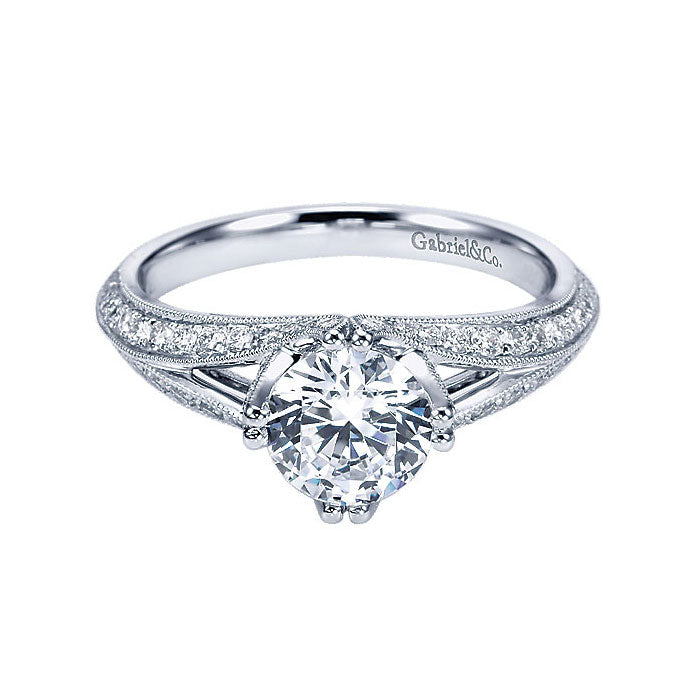 14k White Gold Diamond Split Shank Engagement Ring ER6946W44JJ