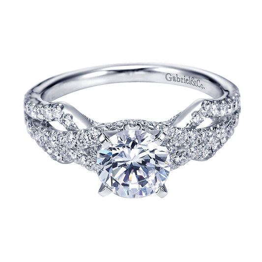 Engagement Ring 14k White Gold Diamond Split Shank