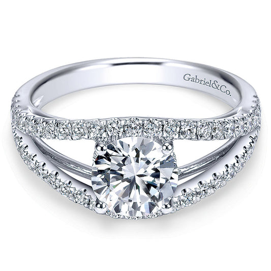 14K White Gold Diamond Split Shank 14K White Gold Engagement Ring ER7726W44Jj
