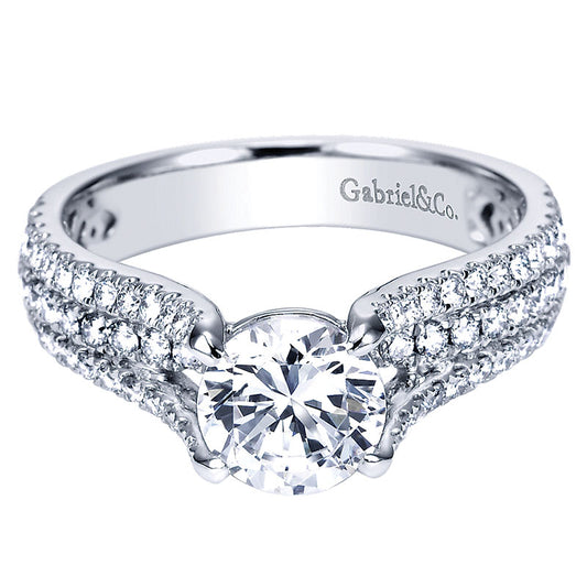Engagement Ring 14k White Gold Diamond Split Shank