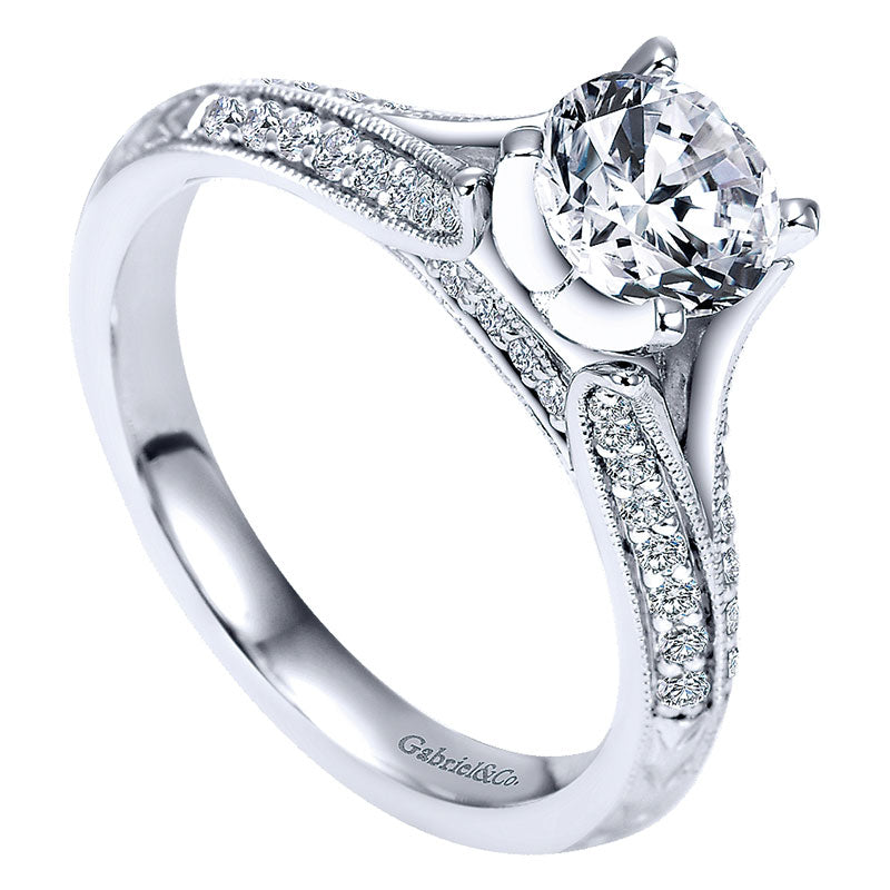 Engagement Ring 14k White Gold Diamond Split Shank