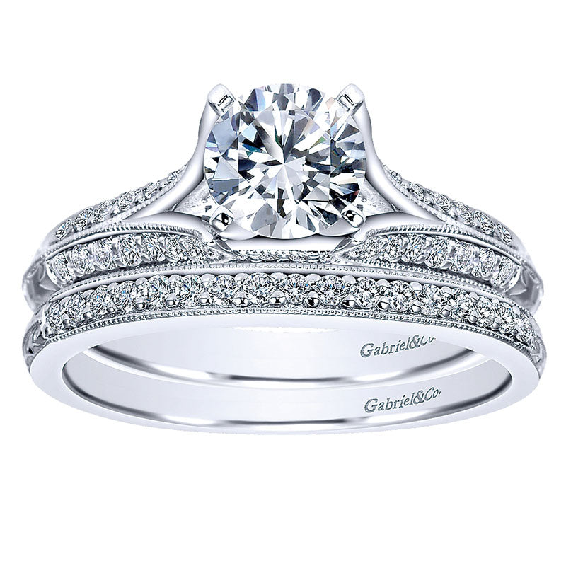 Engagement Ring 14k White Gold Diamond Split Shank