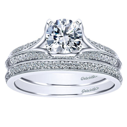 Engagement Ring 14k White Gold Diamond Split Shank