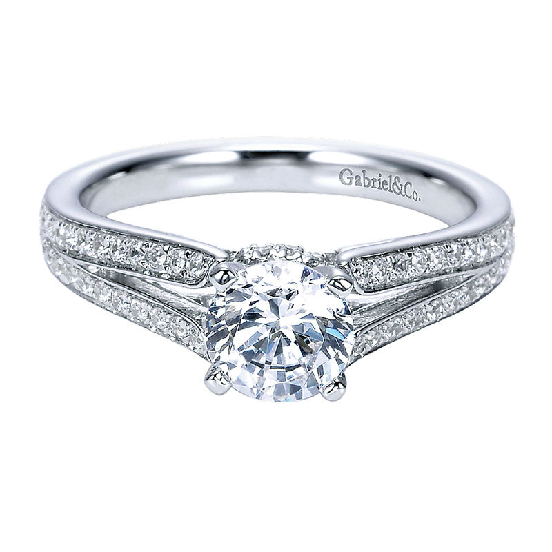 14K White Gold Diamond Split Shank 14K White Gold Engagement Ring ER8001W44Jj