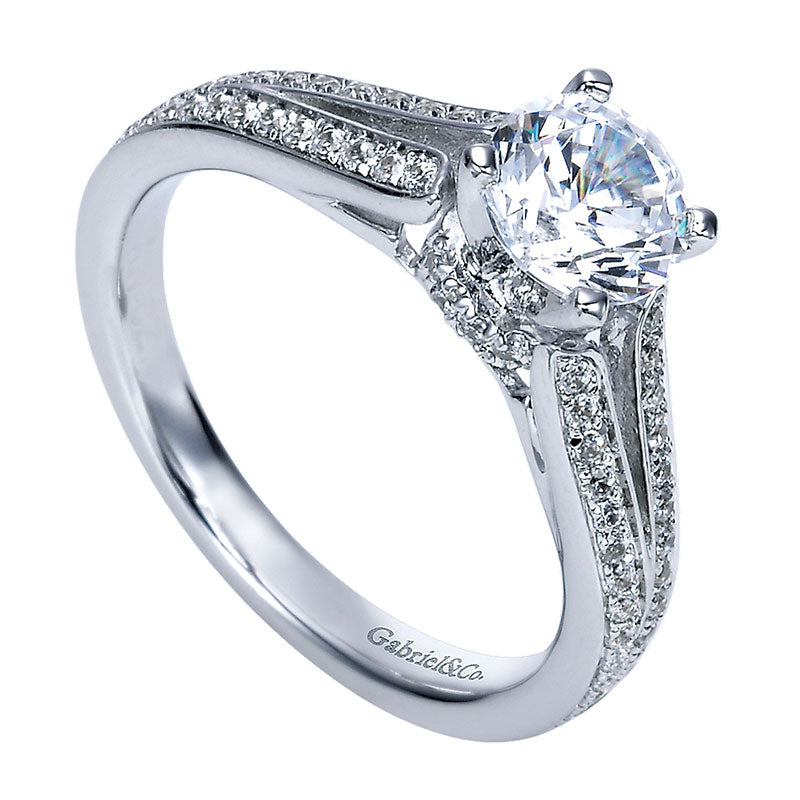 14K White Gold Diamond Split Shank 14K White Gold Engagement Ring ER8001W44Jj