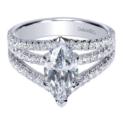 14K White Gold Diamond Split Shank 14K White Gold Engagement Ring ER8902W44Jj