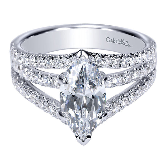 14K White Gold Diamond Split Shank 14K White Gold Engagement Ring ER8902W44Jj