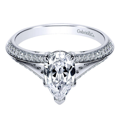 Engagement Ring 14k White Gold Diamond Split Shank