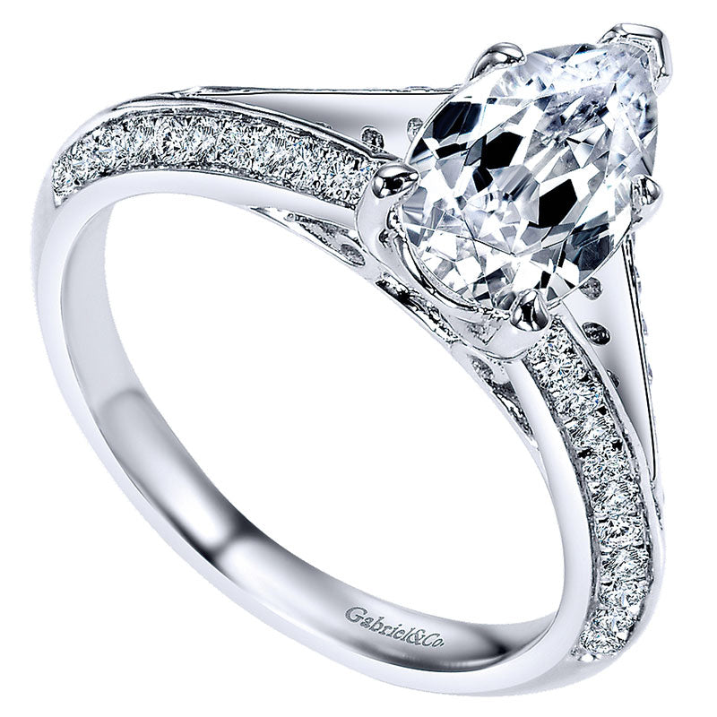 Engagement Ring 14k White Gold Diamond Split Shank