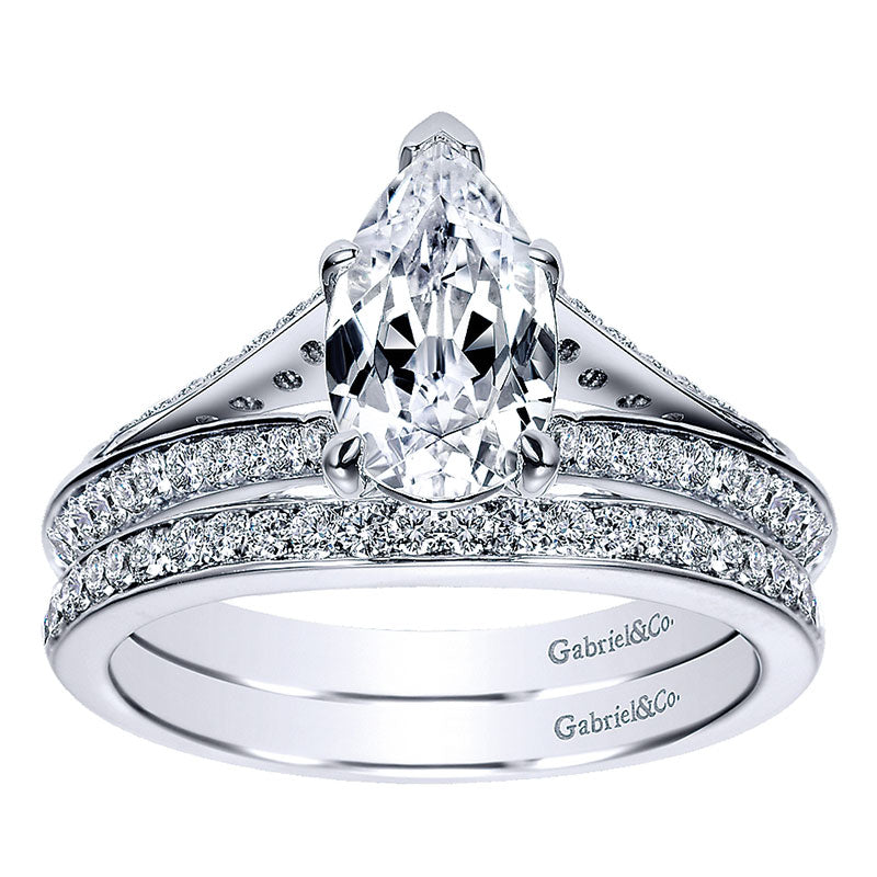 Engagement Ring 14k White Gold Diamond Split Shank