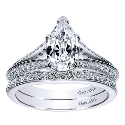 Engagement Ring 14k White Gold Diamond Split Shank