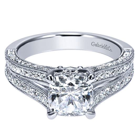 Engagement Ring 14k White Gold Diamond Split Shank