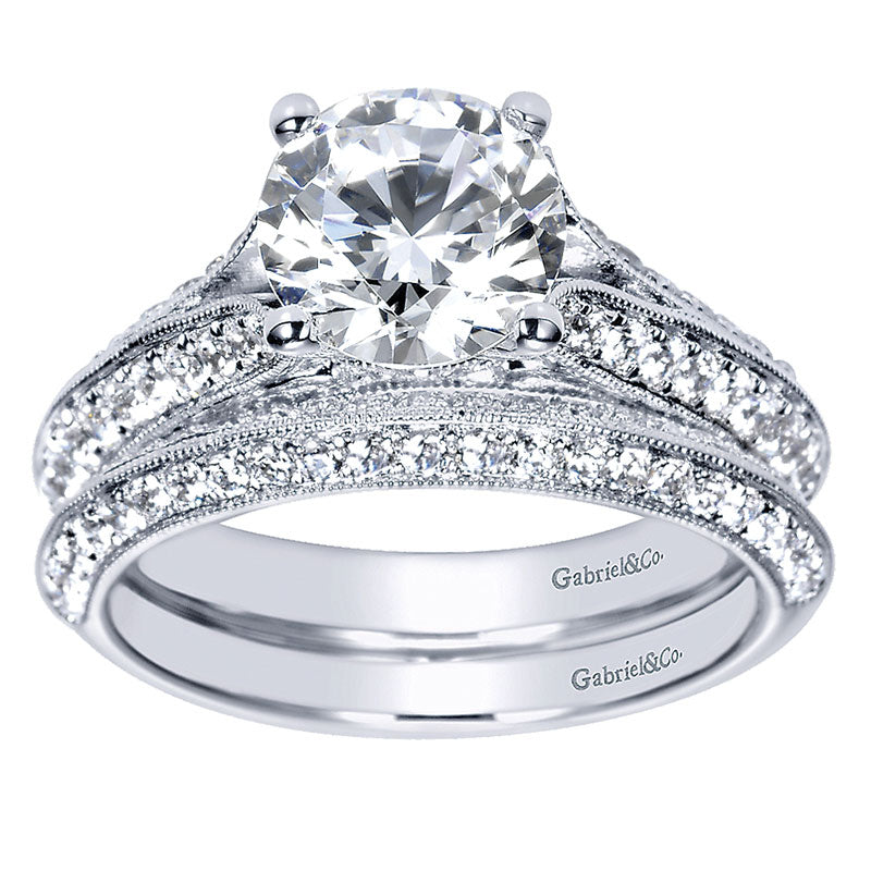 Engagement Ring 14k White Gold Diamond Split Shank