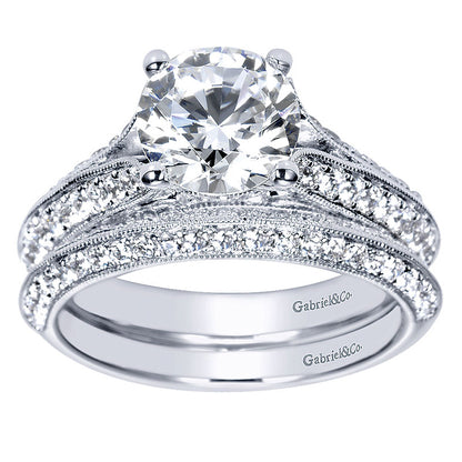 Engagement Ring 14k White Gold Diamond Split Shank