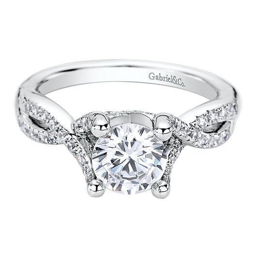 Engagement Ring 14k White Gold Diamond Split Shank
