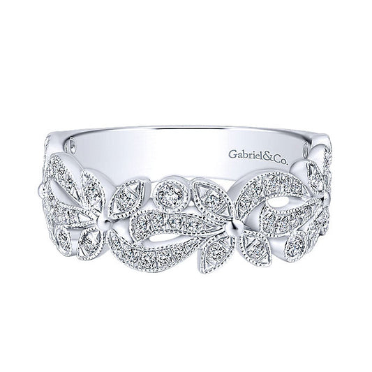 14k White Gold Diamond Stackable Ladies' Ring
