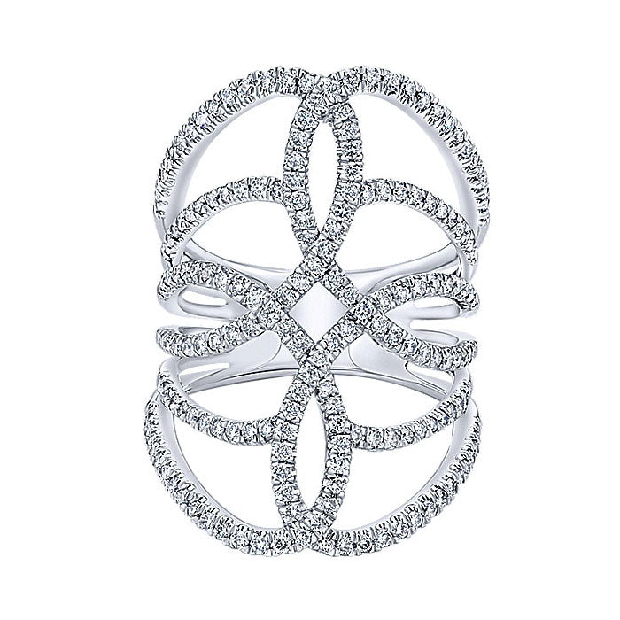 14k White Gold Diamond Statement Ladies' Ring