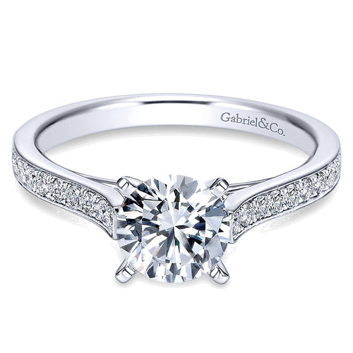 14K White Gold Diamond Straight Channel 14K White Gold Engagement Ring ER7444W44Jj