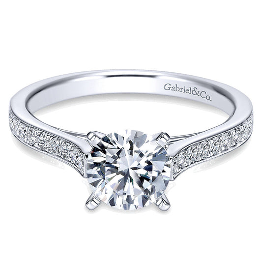 14K White Gold Diamond Straight Channel 14K White Gold Engagement Ring ER7444W44Jj