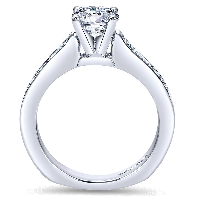 14K White Gold Diamond Straight Channel With European Shank 14K White Gold Engagement Ring ER3962W44