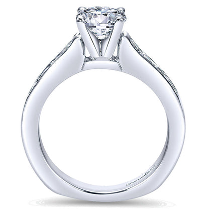 14K White Gold Diamond Straight Channel With European Shank 14K White Gold Engagement Ring ER3962W44