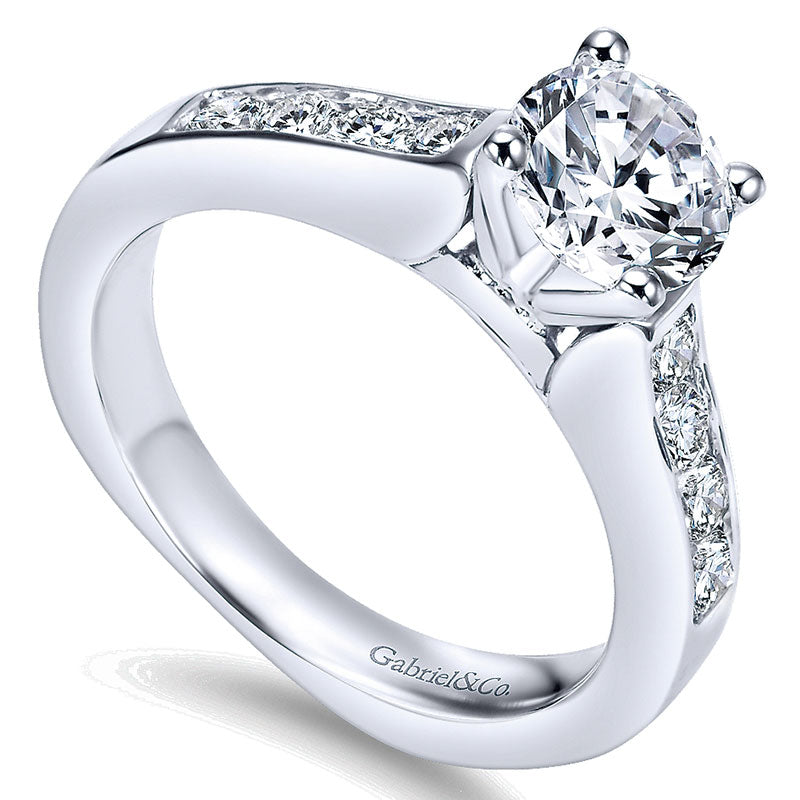 14K White Gold Diamond Straight Channel With European Shank 14K White Gold Engagement Ring ER3962W44