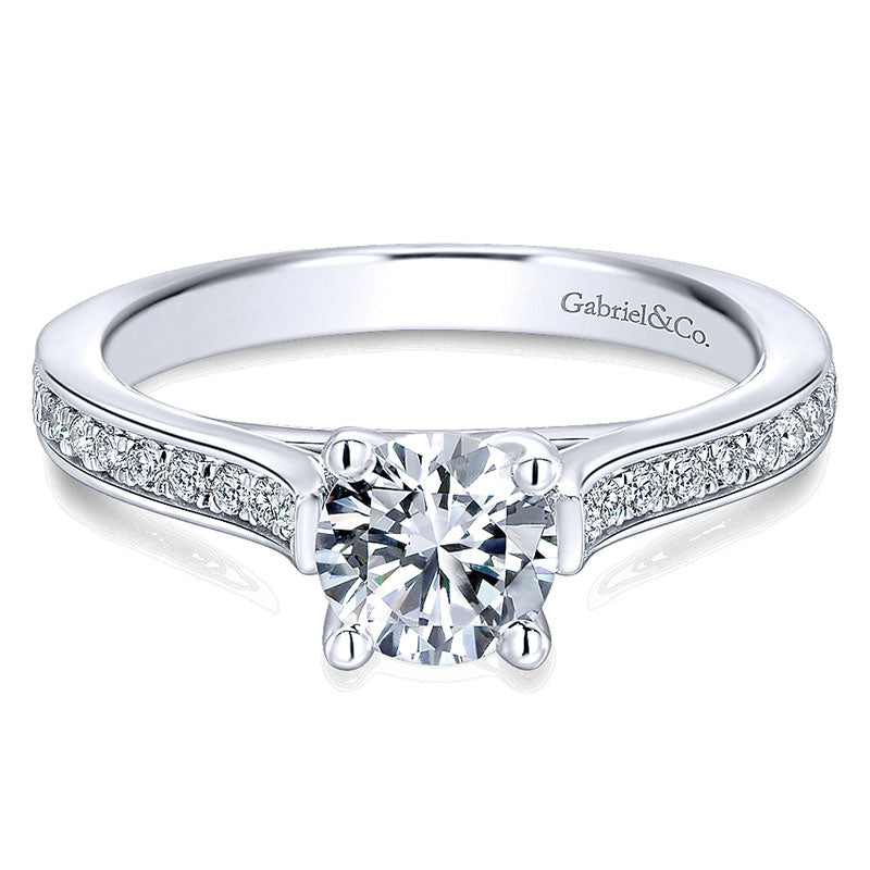 14K White Gold Diamond Straight Channel With Peg Head Setting 14K White Gold Engagement Ring ER12279
