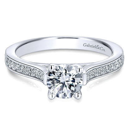 14K White Gold Diamond Straight Channel With Peg Head Setting 14K White Gold Engagement Ring ER12279