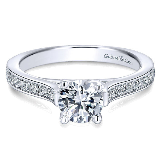 14K White Gold Diamond Straight Channel With Peg Head Setting 14K White Gold Engagement Ring ER12279