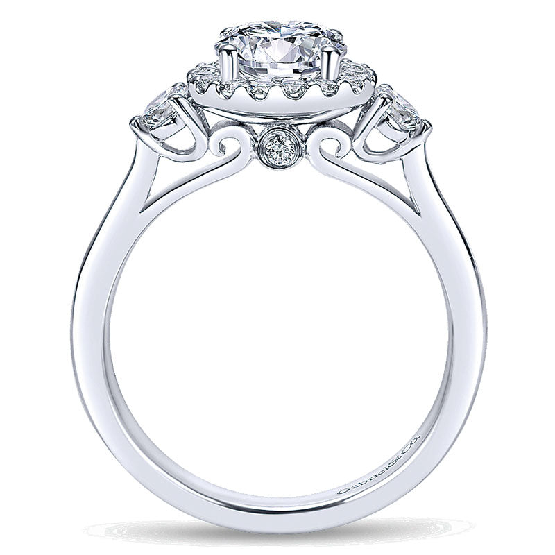 14K White Gold Diamond Straight Channel ANd Milgrain 14K White Gold Engagement Ring ER6687W44Jj