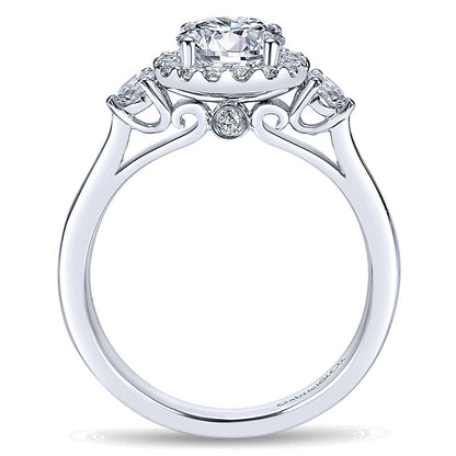 14K White Gold Diamond Straight Channel ANd Milgrain 14K White Gold Engagement Ring ER6687W44Jj