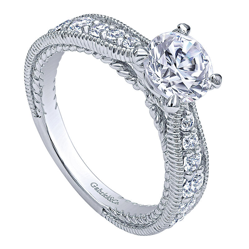 Engagement Ring 14k White Gold Diamond Straight