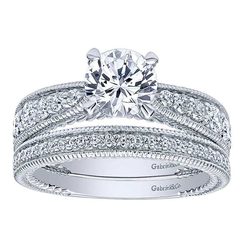 Engagement Ring 14k White Gold Diamond Straight