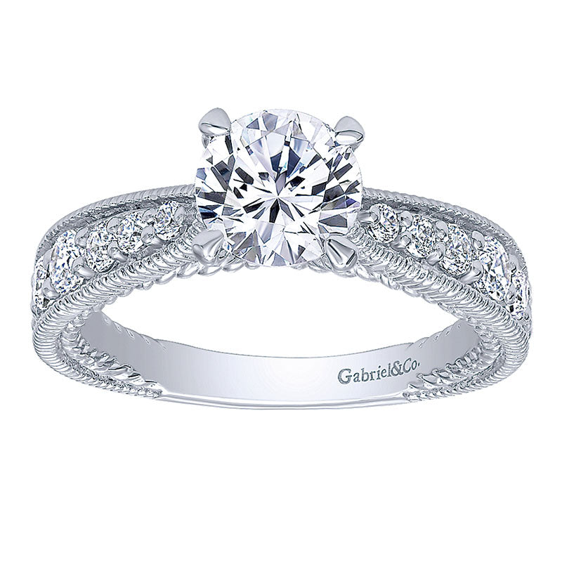 Engagement Ring 14k White Gold Diamond Straight