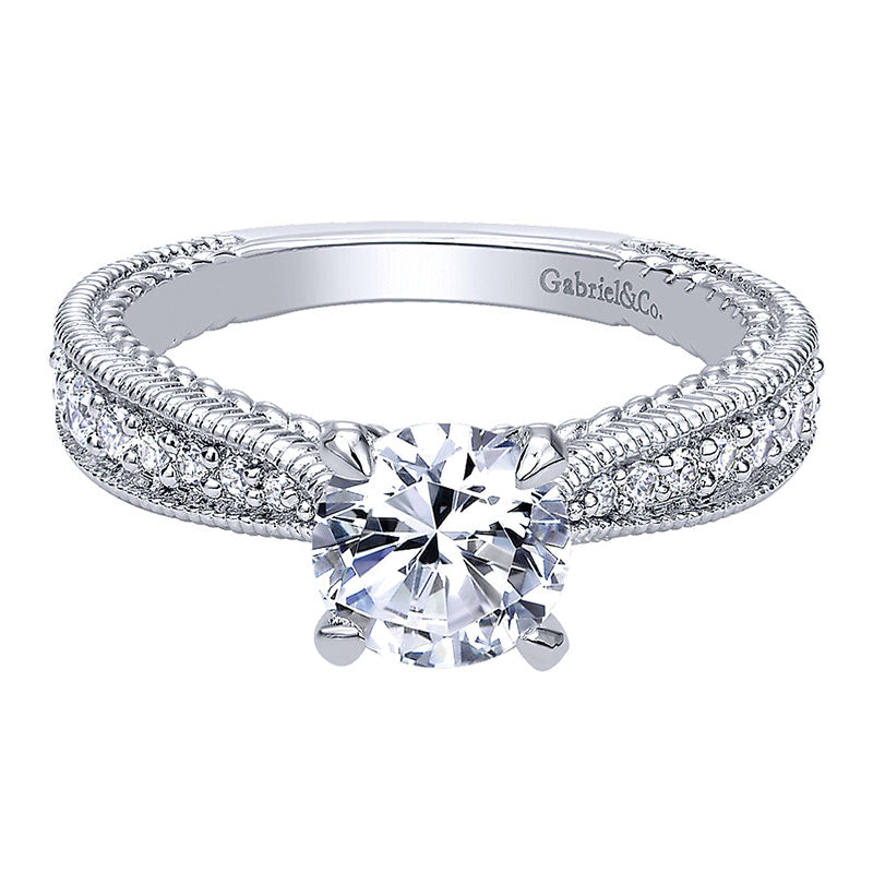 Engagement Ring 14k White Gold Diamond Straight