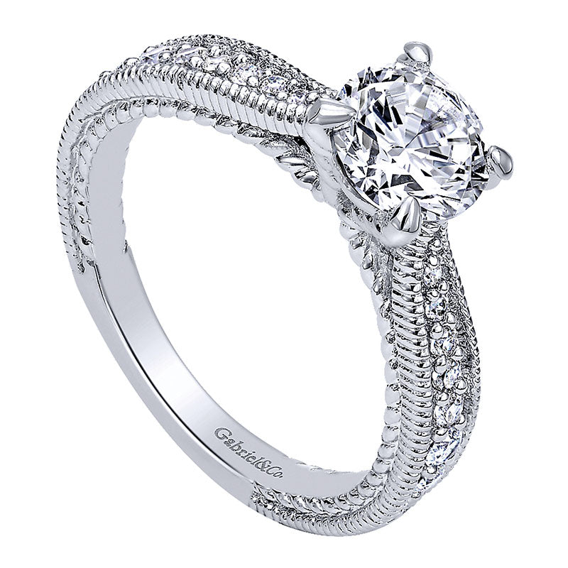 Engagement Ring 14k White Gold Diamond Straight