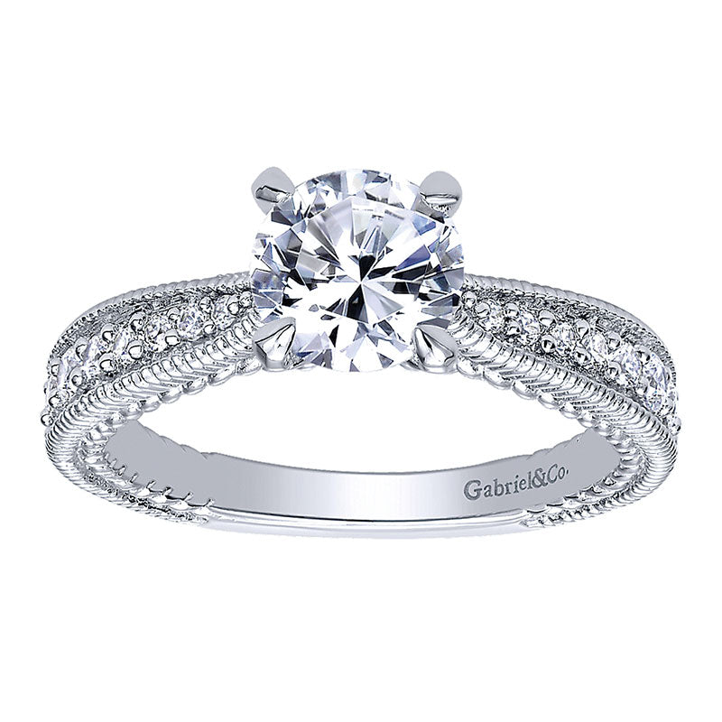 Engagement Ring 14k White Gold Diamond Straight
