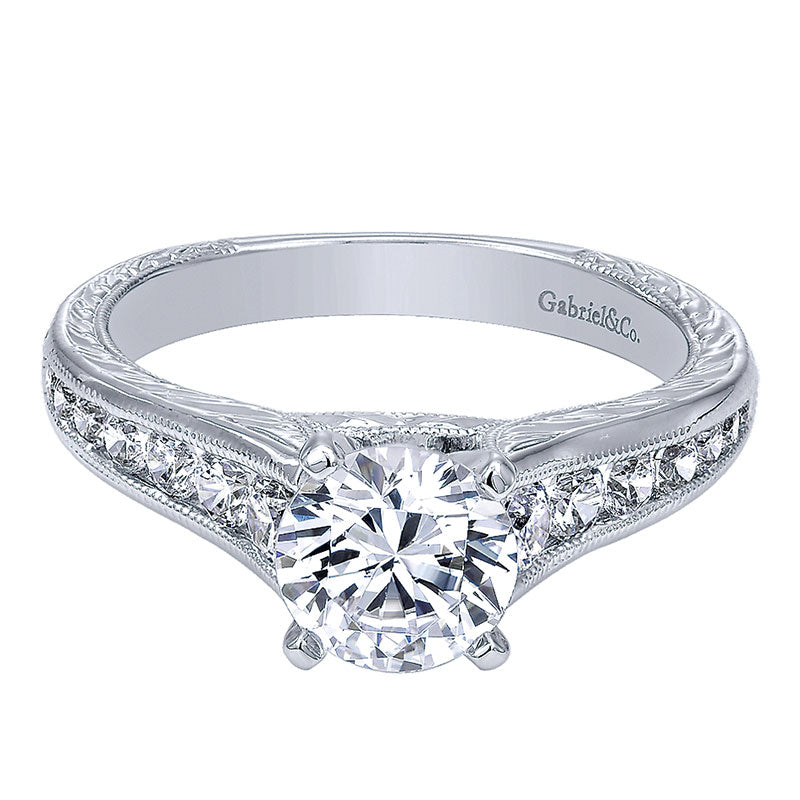 Engagement Ring 14k White Gold Diamond Straight